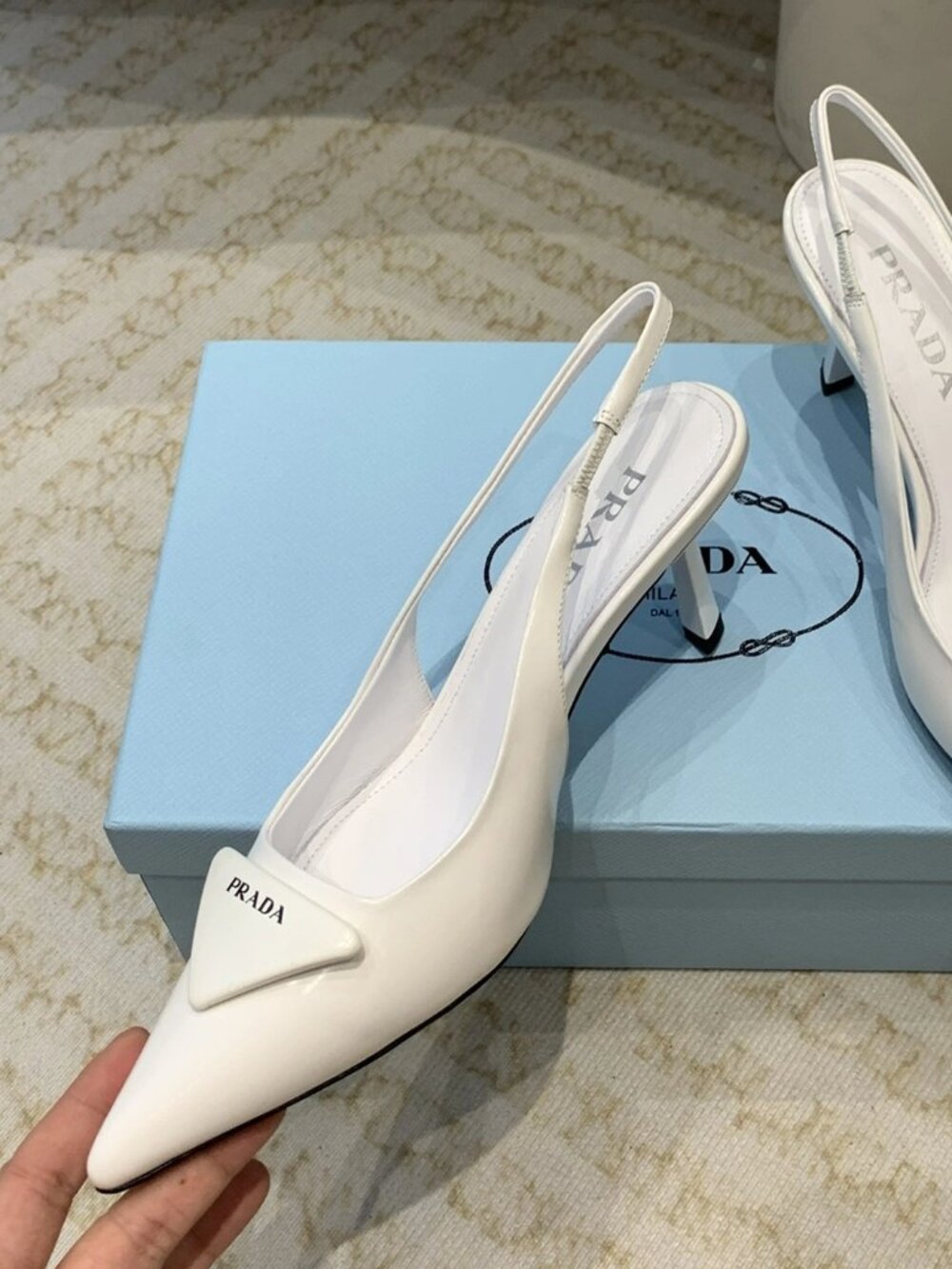 Prada White Slingback Heels - Picture 5 of 8